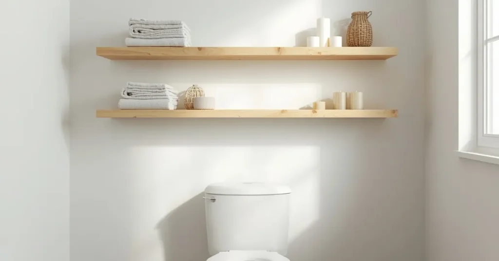 Floating Shelves Above the Toilet