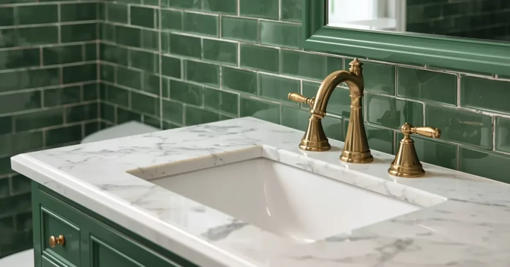 Green Bathroom Ideas With Marble Accents