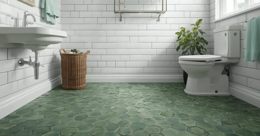 Green Hexagon Floor Tile