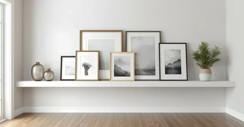 Layered Frames on a Ledge Shelf