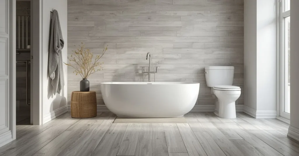 Light Gray Wood-Look Tile for a Timeless Base