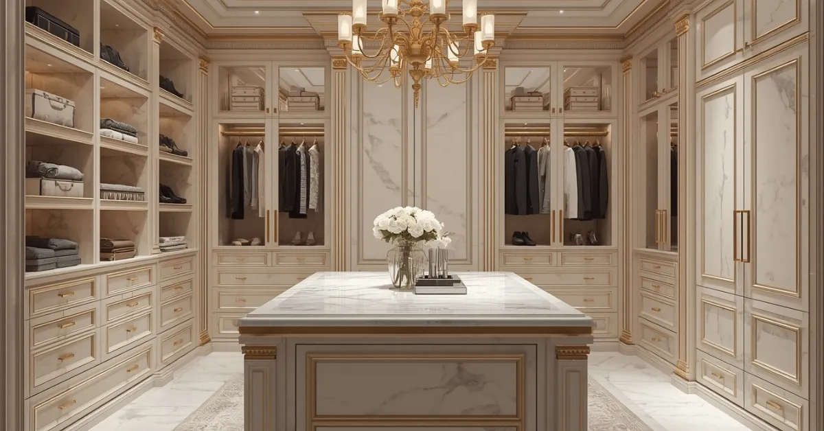 Luxe Marble and Gold Closet