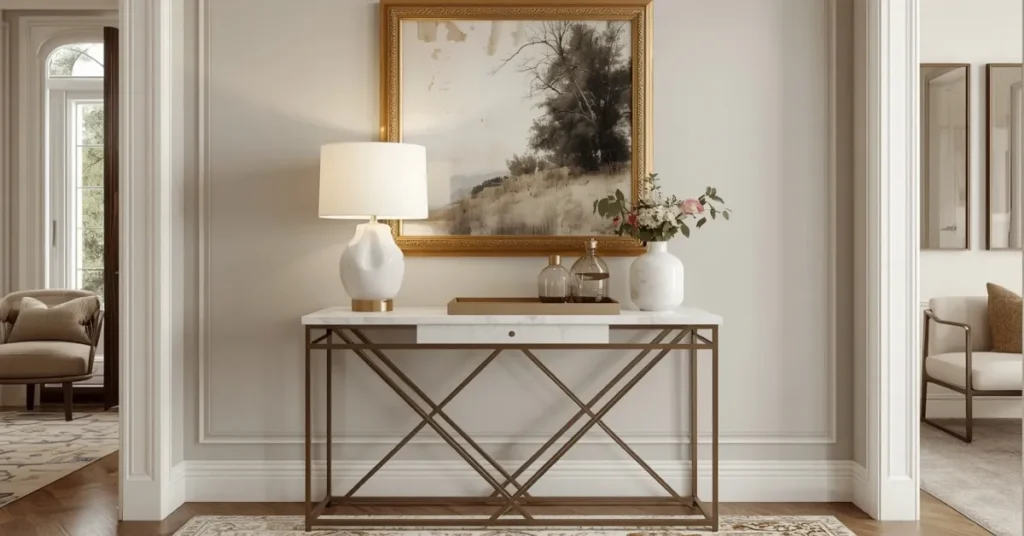 Marble-Look Console Table Vignette