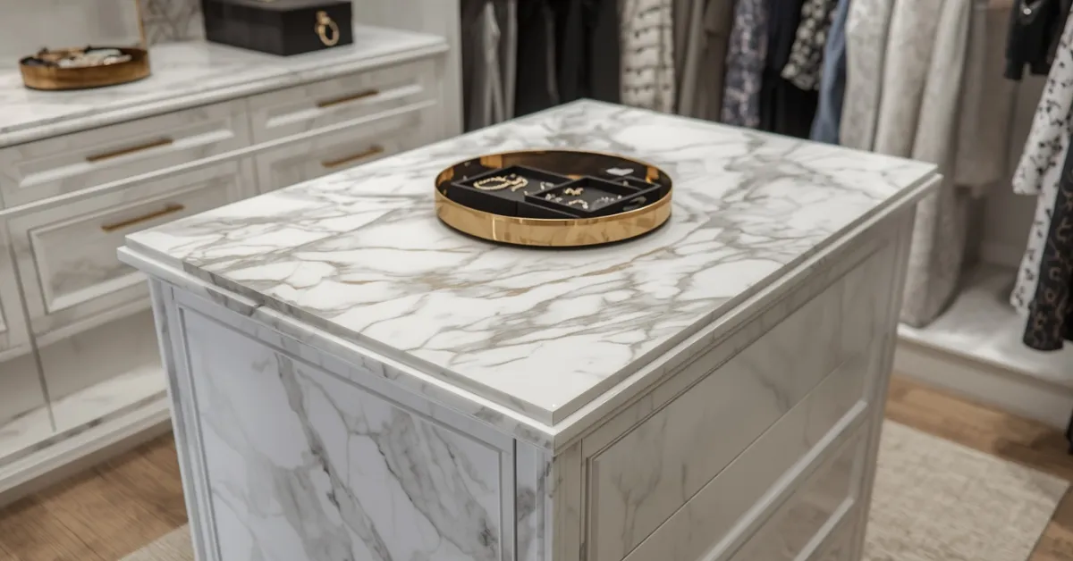 Marble-Look Countertop Island