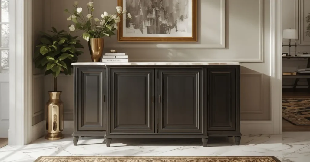 Marble-Top Shoe Cabinet for an Elegant Entryway