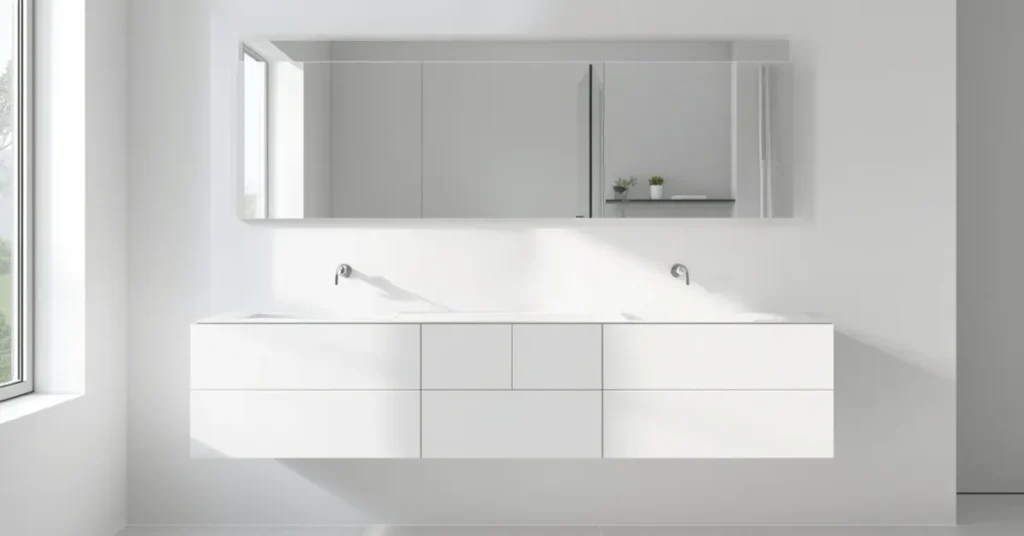 Minimalist Floating Vanity in All White