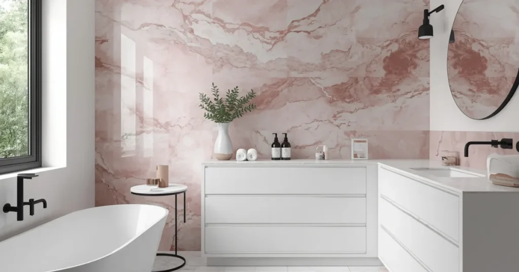 Modern Minimalist Pink Marble Bath