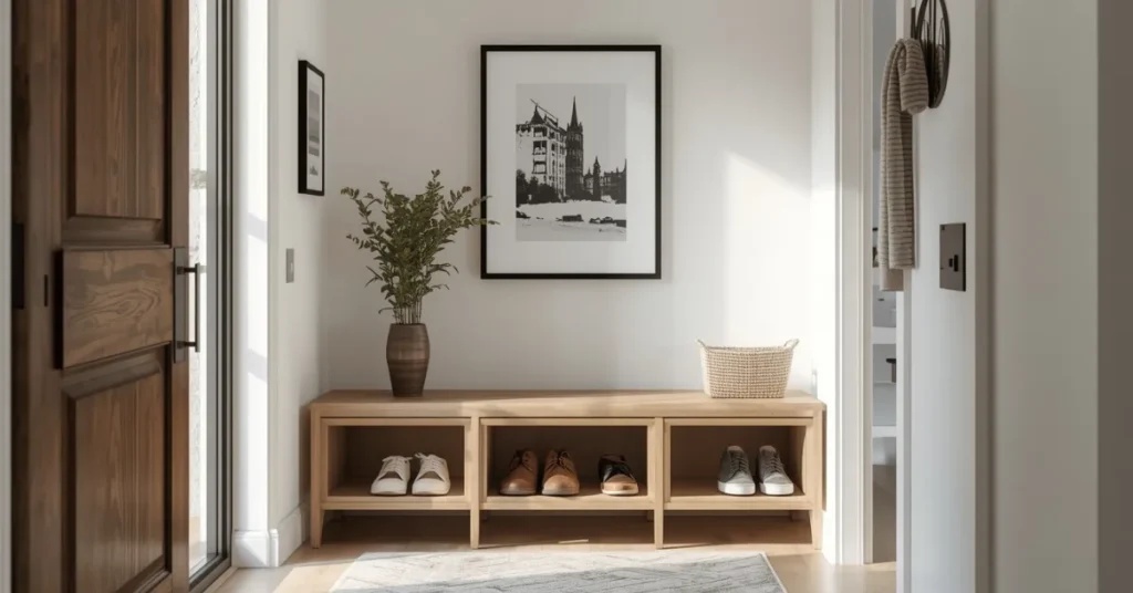 Modern Slim Bench with Storage