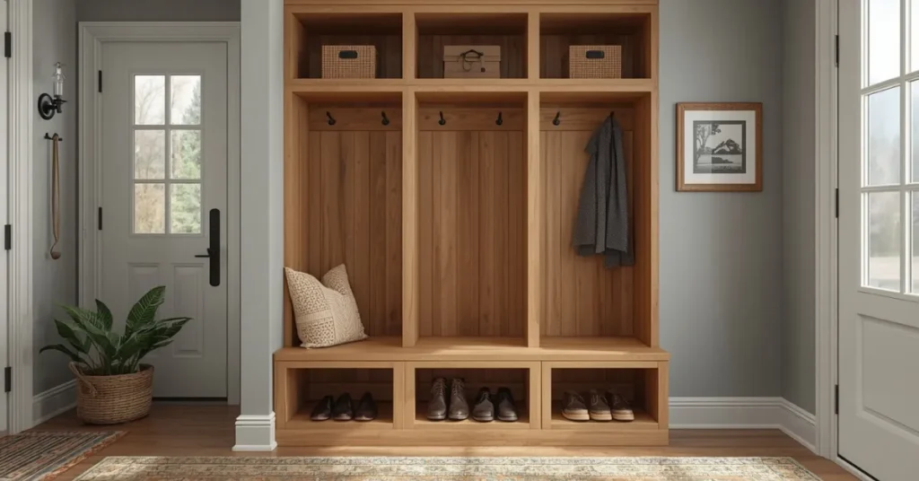 Mudroom-Style Entryway with Built-Ins