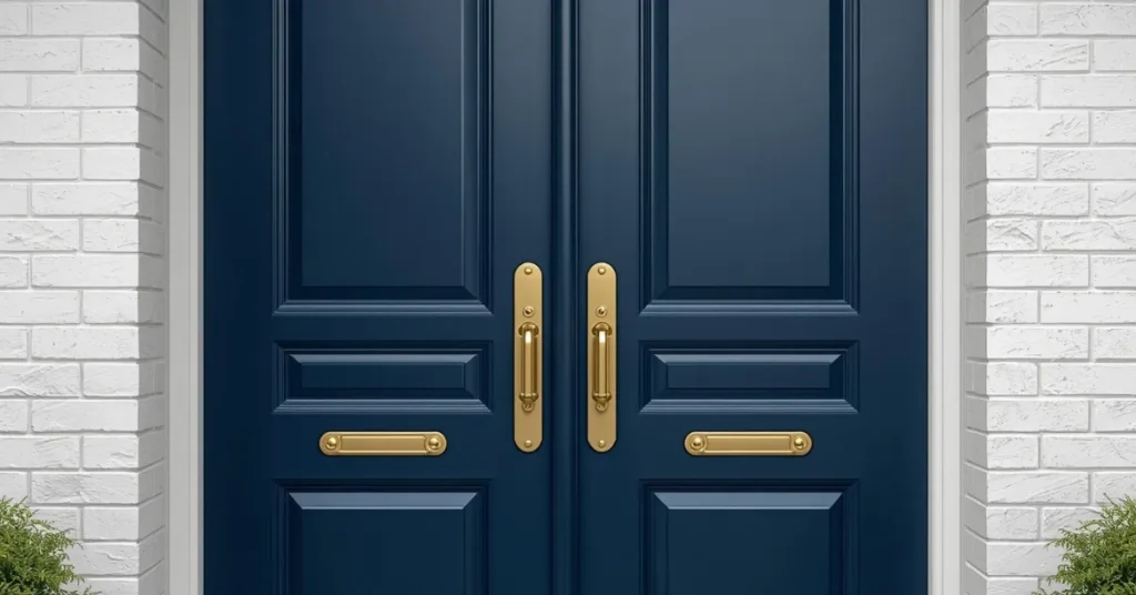 Navy Blue Double Doors for a Pop of Color