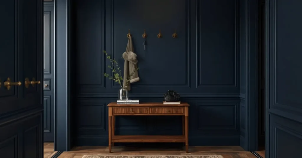 Navy Blue Entryway Wall