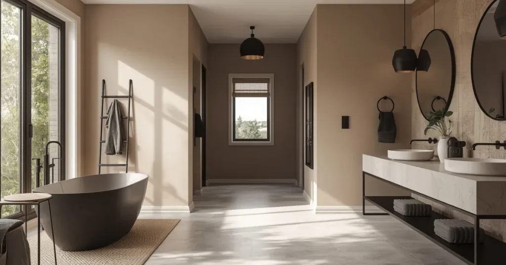 Open-Plan Bathroom in Soft Taupe