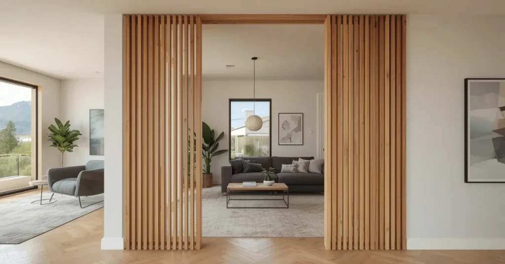 Open Plan Entry and Living Room Divider