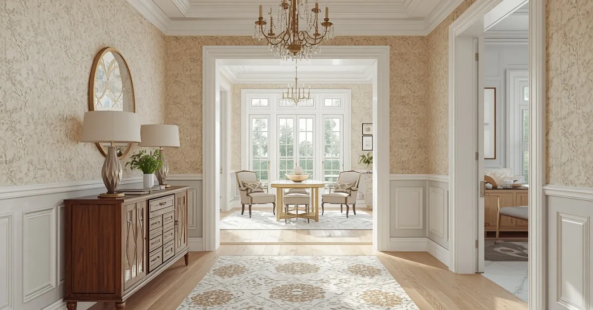 Open-Plan Entryway With Continuous Print