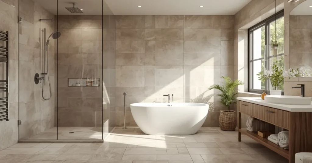 Open-Plan Shower and Floor Match