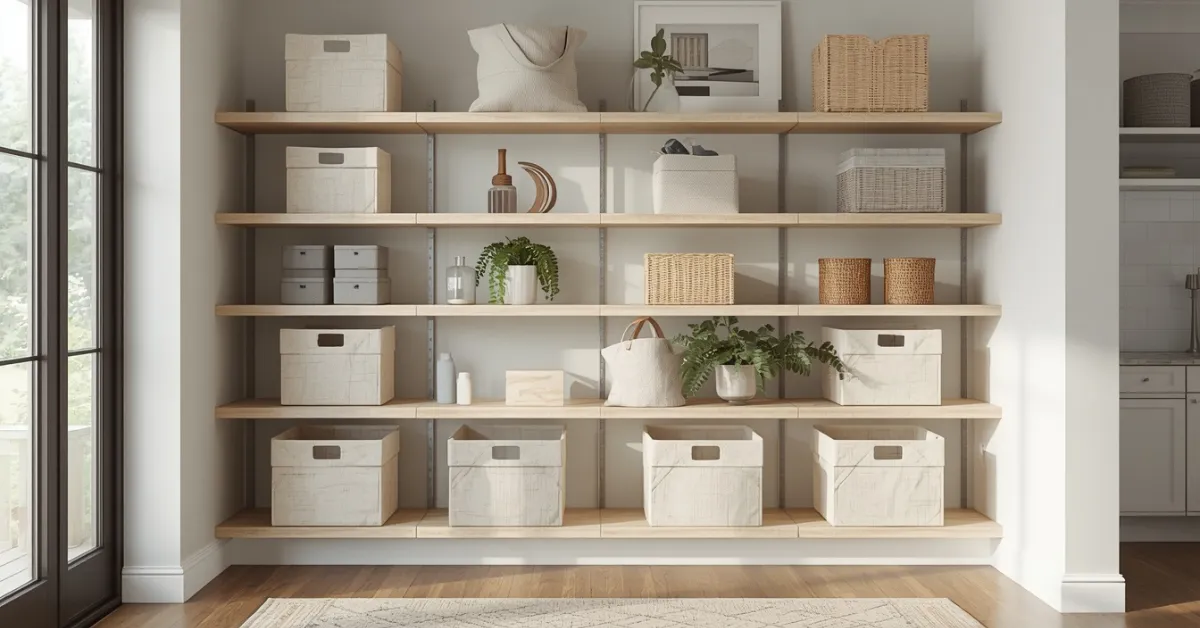 Open Shelving With Matching Bins
