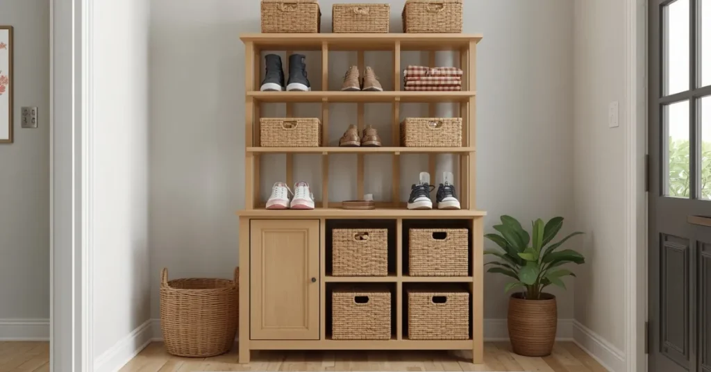 Open Shoe Shelf and Cabinet Combo