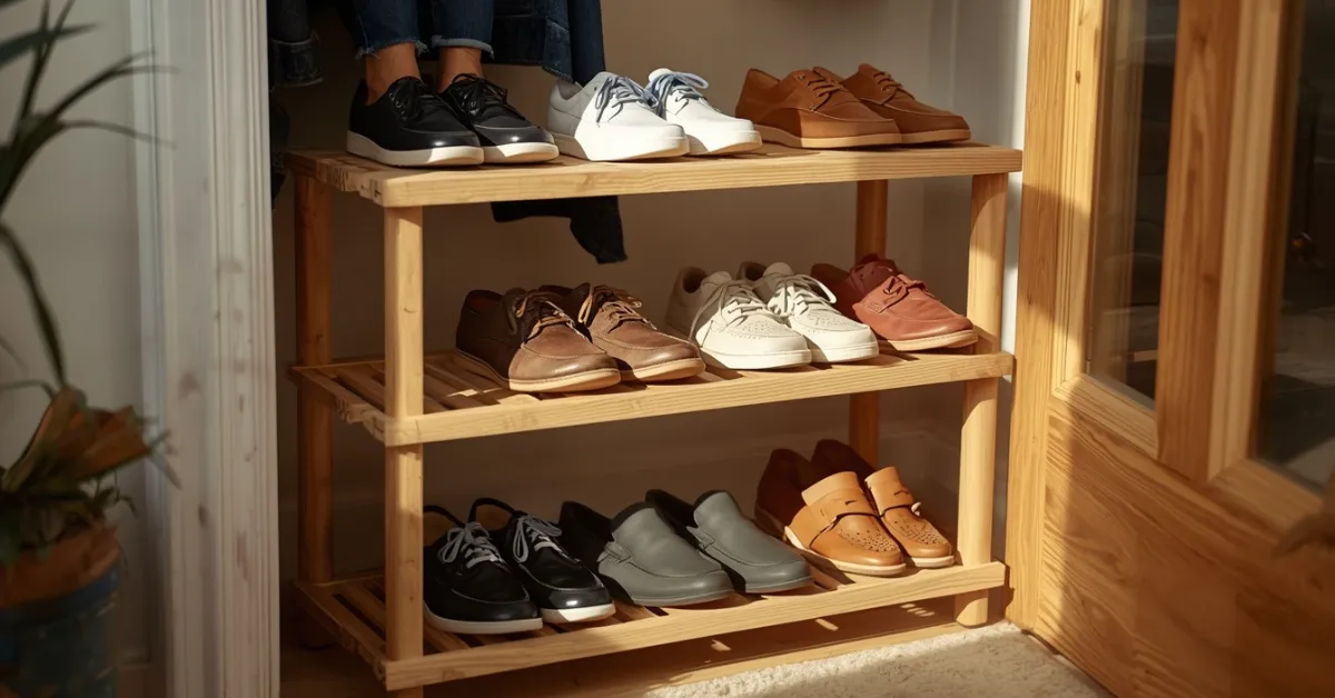 Open Wood Shoe Rack