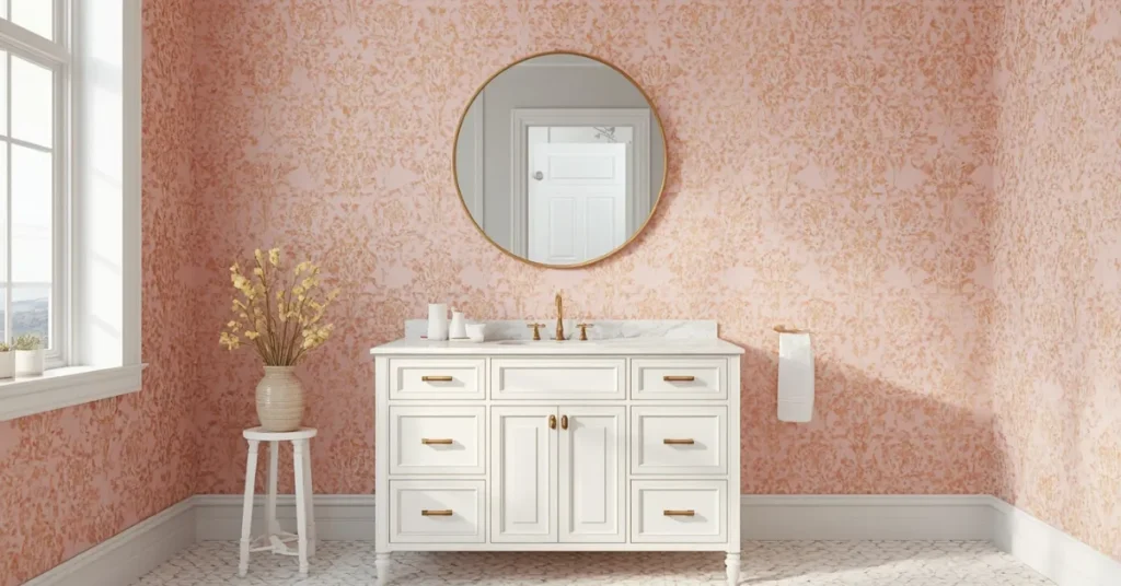 Pink and Gold Wallpaper Accent Wall