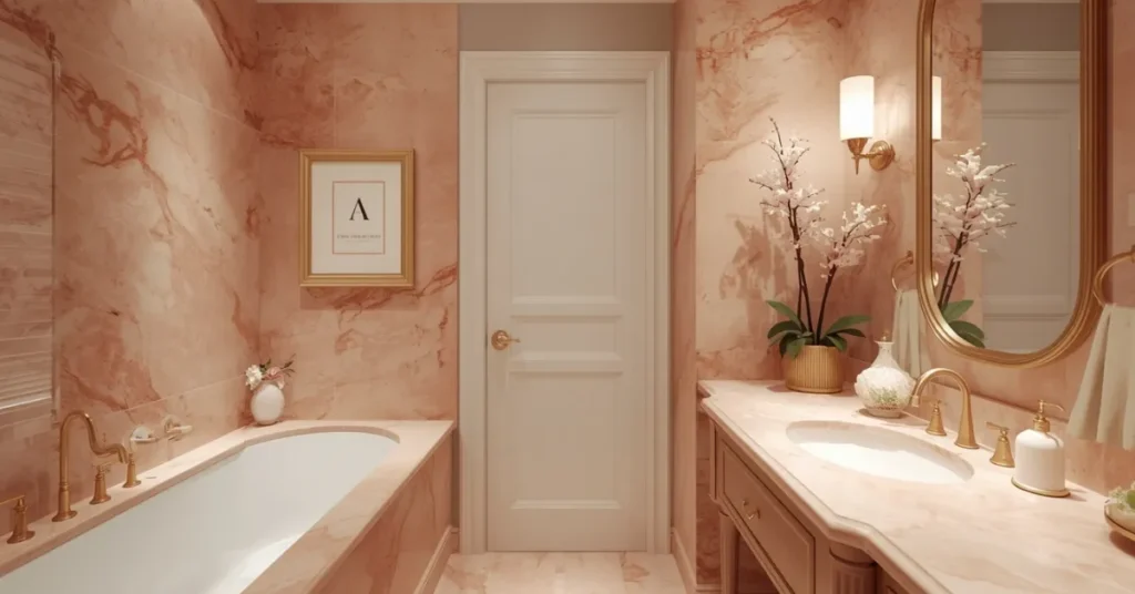 Pink Marble Bathroom for a Guest Suite