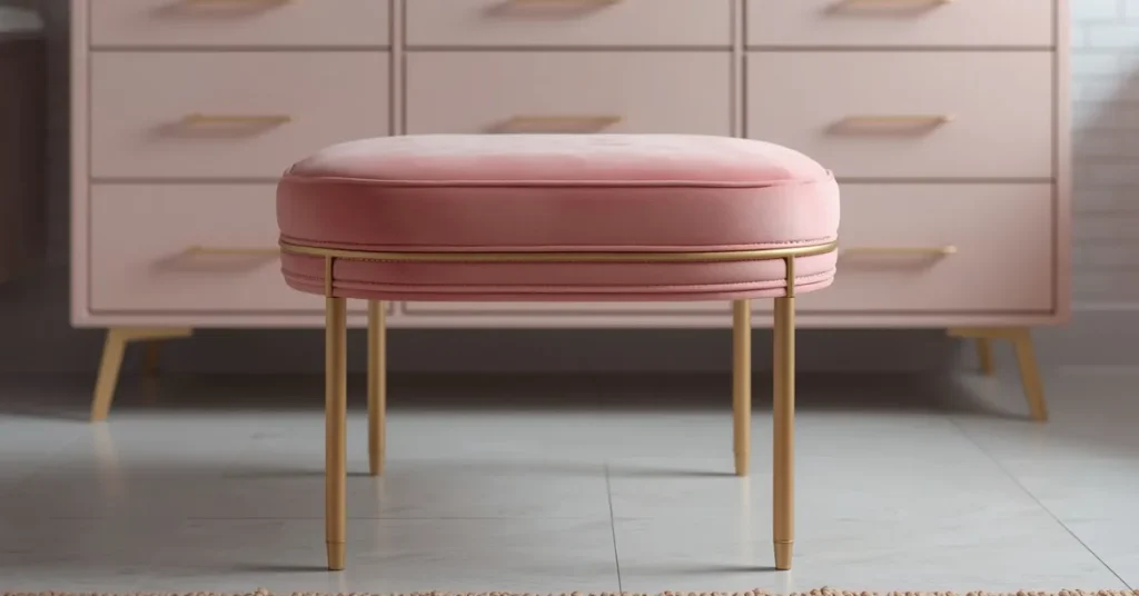 Pink Velvet Stool or Bench