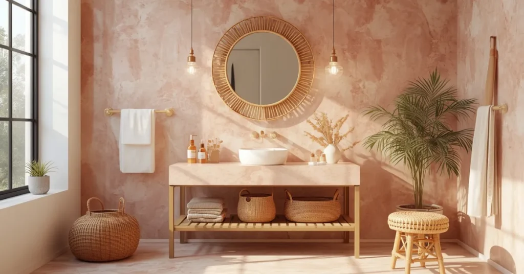 Rattan and Pink Marble Mix