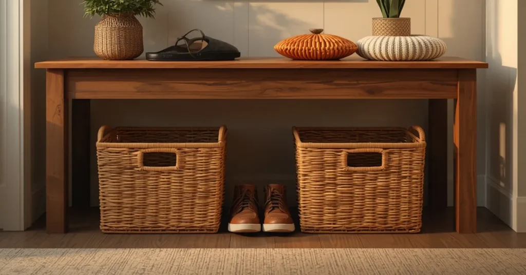 Rattan Baskets for Easy Shoe Storage