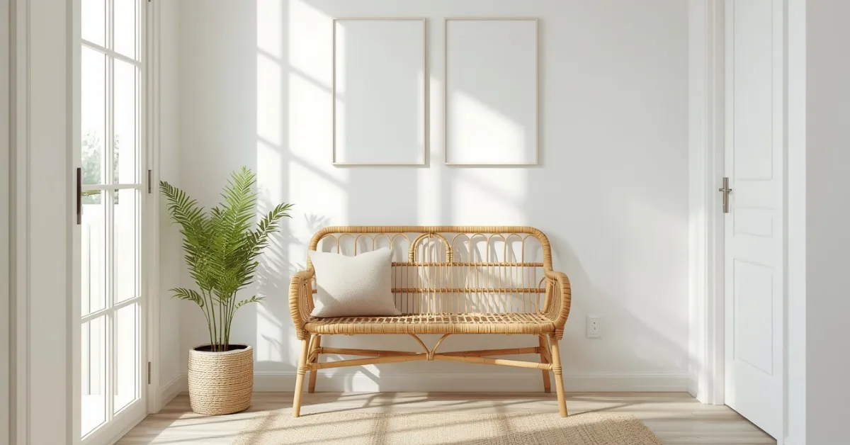 Rattan Bench for a Relaxed, Airy Mood