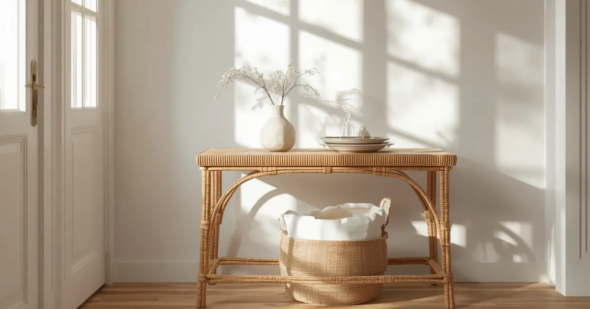 Rattan Console for a Relaxed, Airy Feel