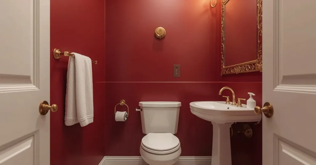 Rich Burgundy Bathroom Look