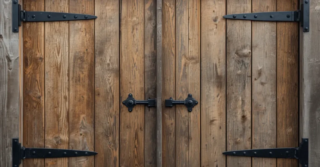 Rustic Farmhouse Double Doors with Iron Hardware