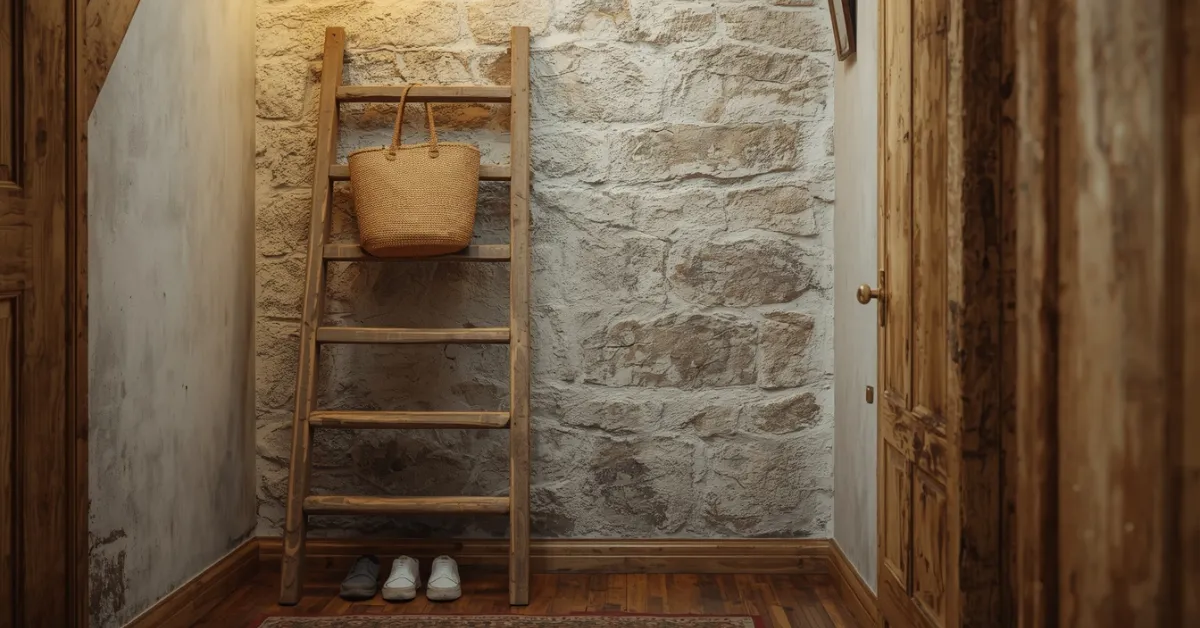 Rustic Ladder Shoe Shelf