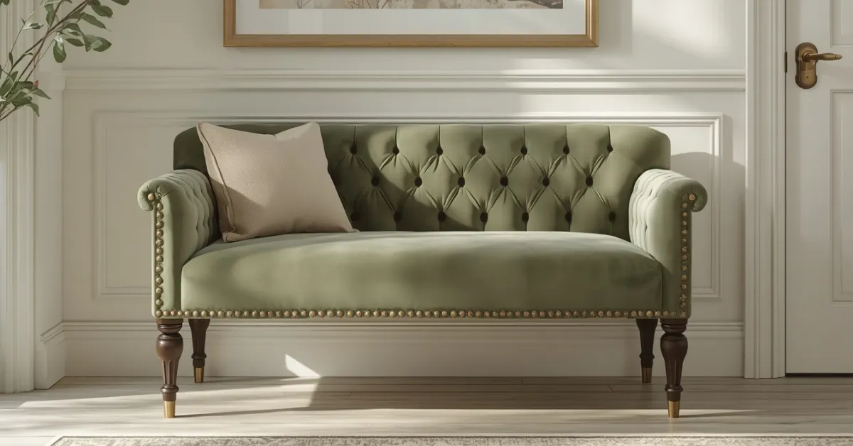Sage Green Upholstered Bench