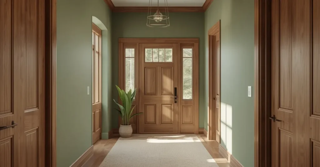 Sage Green Walls for a Calm Entry