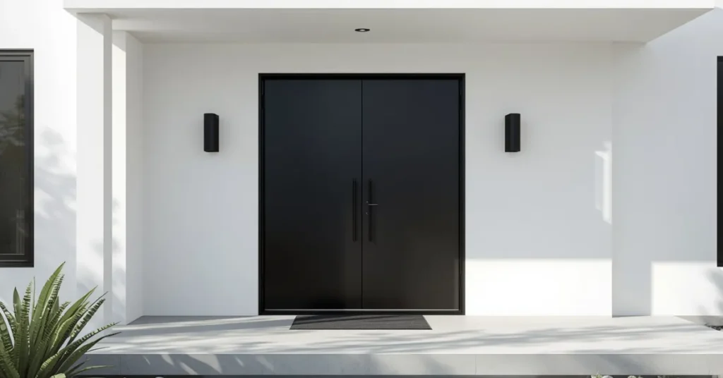Sleek Black Double Doors for a Modern Entryway