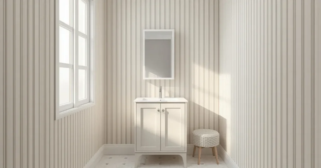 Small Bathroom Wallpaper With Vertical Stripes