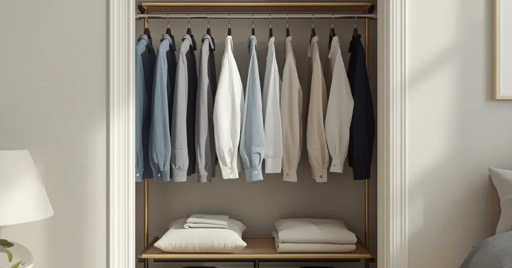Small Closet Organization With Double Rods