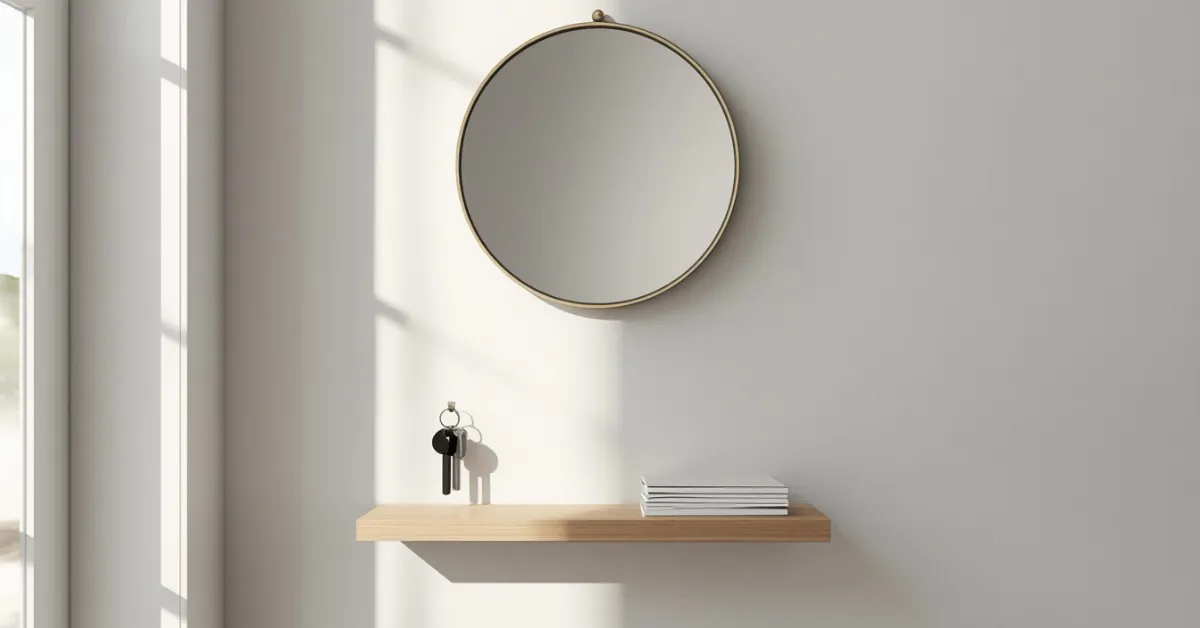 Small Entryway Mirror Ideas With Floating Shelves