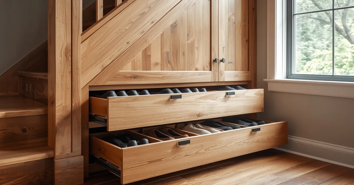 Small Entryway Storage Under the Stairs