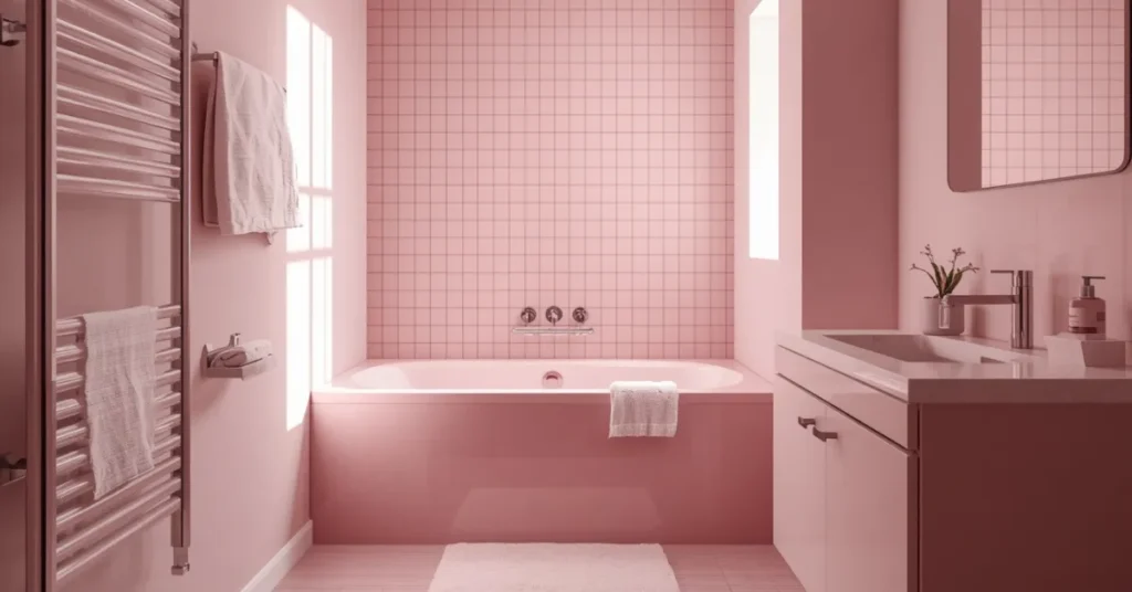 Small Space Pink Corner Tub