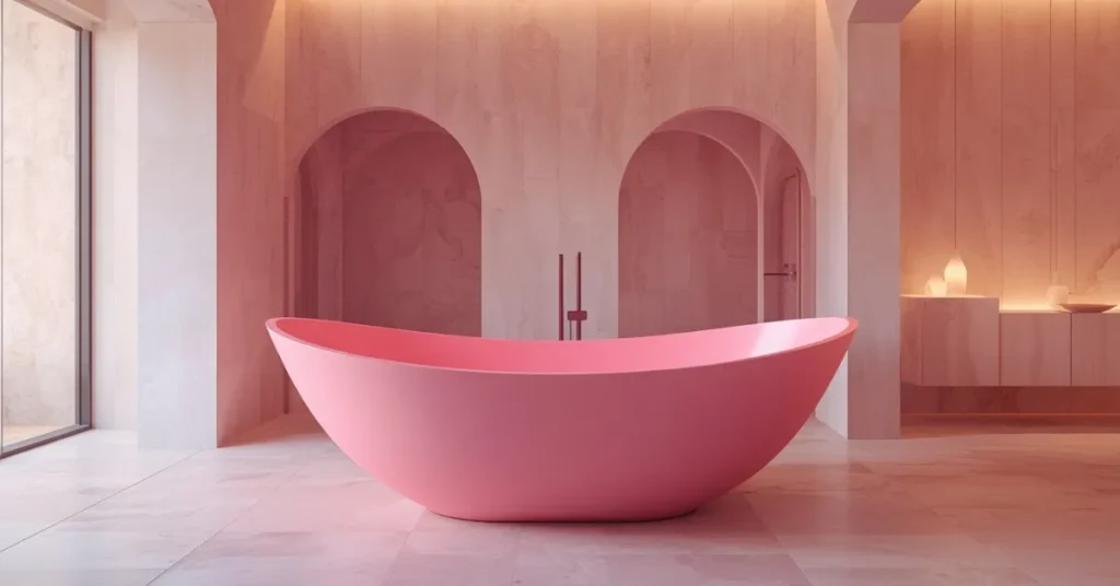 Splurge-Worthy Sculptural Pink Tub