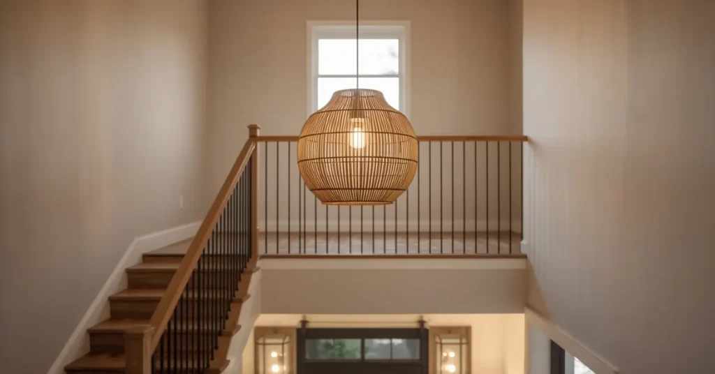 Statement Lighting for a Split Level Entryway