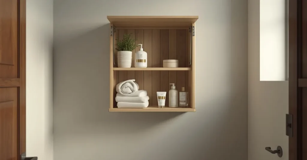 Studio Bathroom Fold-Down Shelf