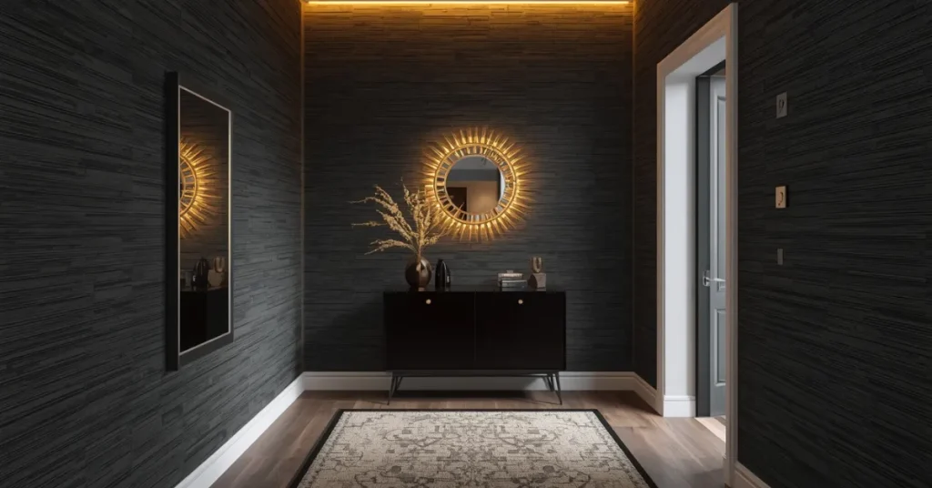 Textured Grasscloth in Rich Charcoal