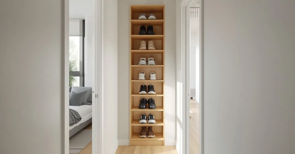 Vertical Shoe Tower for Studio Apartments
