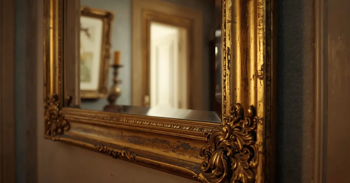 Vintage Mirror With Distressed Frame