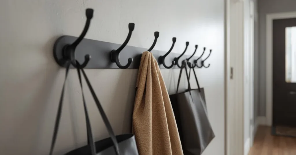 Wall Hooks Instead of a Bulky Coat Closet