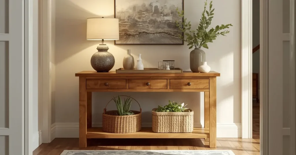 Warm Wood Console Table