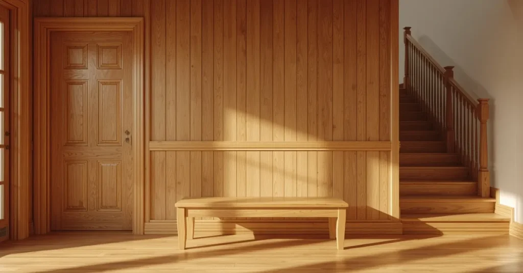 Warm Wood Entryway for a Split Level Home