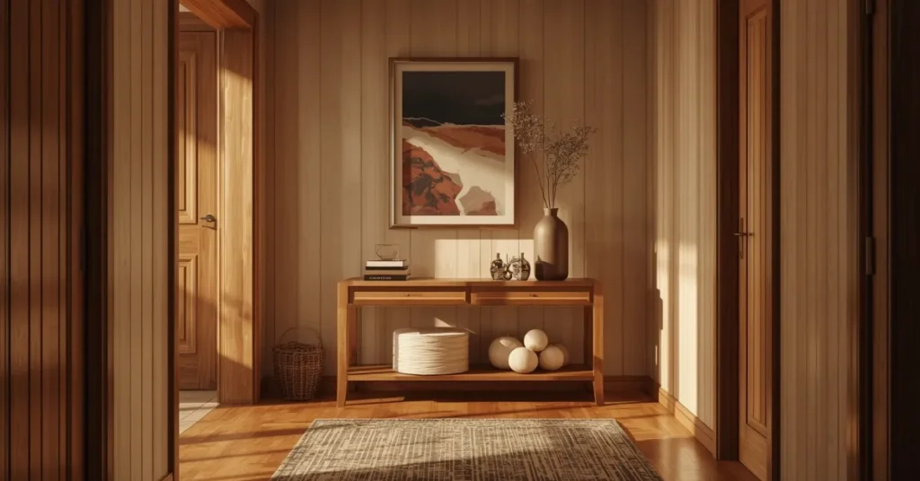 Warm Wood Tones for a Cozy Welcome